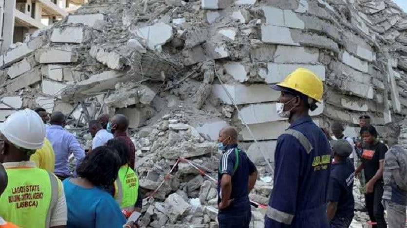 Four people were killed in the collapse of a building in Lagos