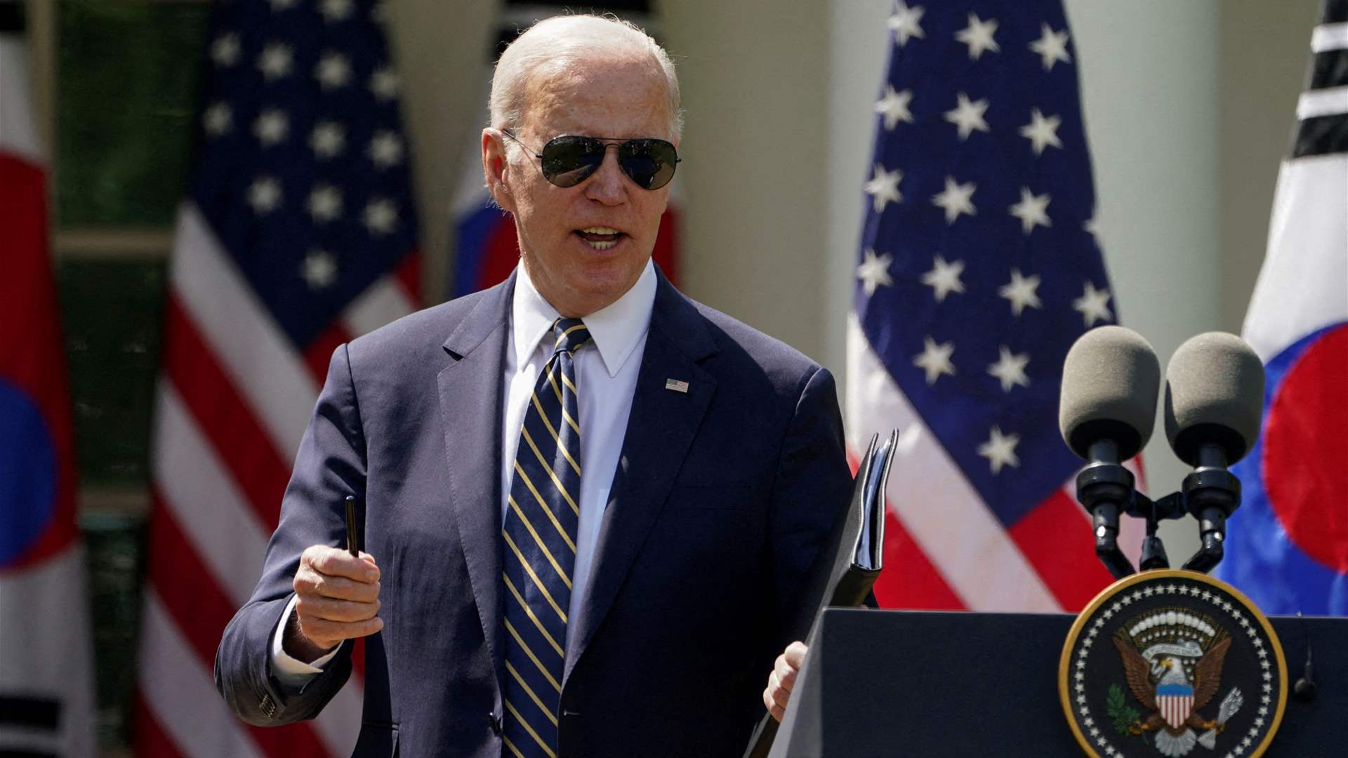 US President Joe Biden arrives in Lithuania