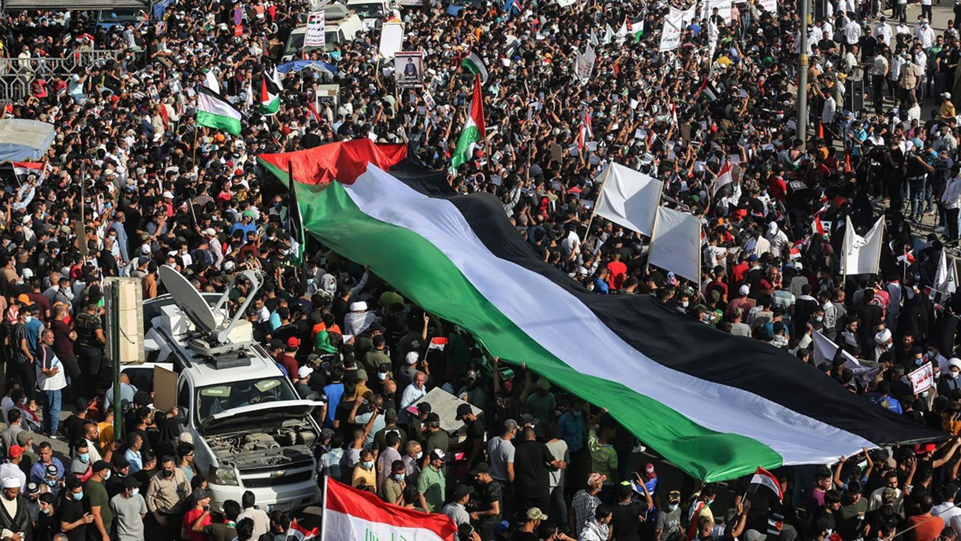 Thousands demonstrate in Baghdad in support of Gaza 