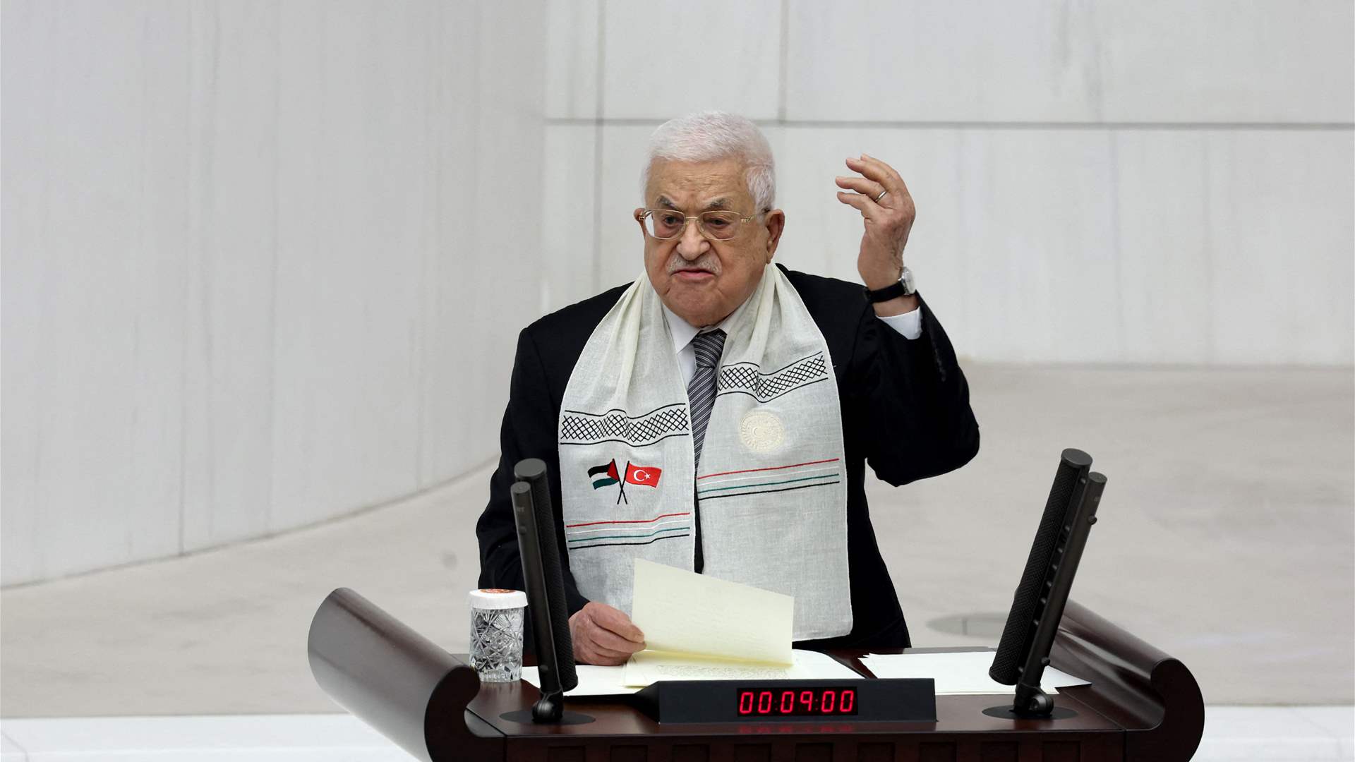 Palestinian Authority president tells Turkish parliament he will go to Gaza