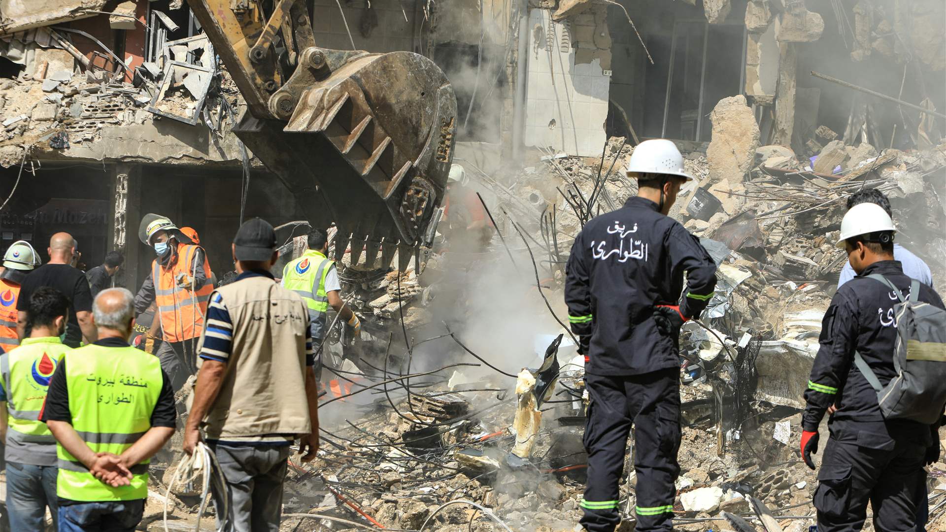 Two bodies recovered from rubble in Beirut&#39;s southern suburbs after Israeli airstrike