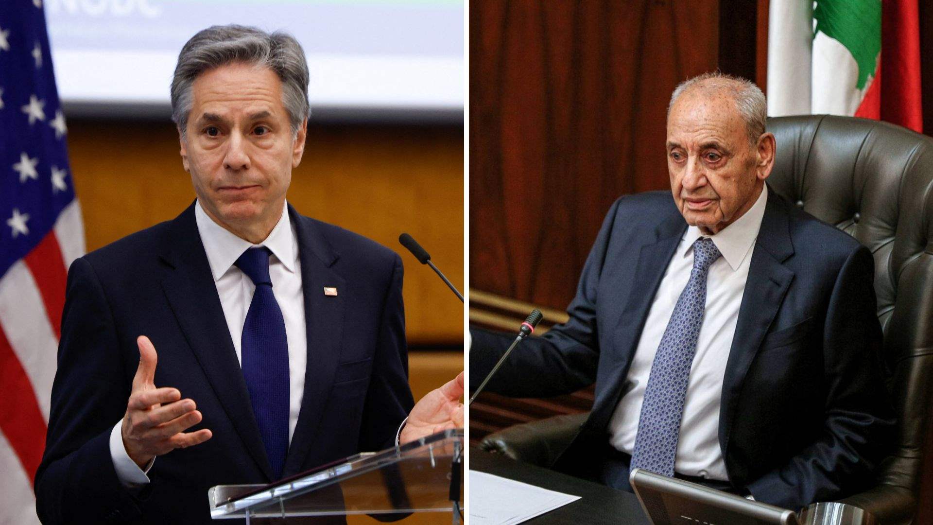 Parliament Speaker Berri discusses Lebanon&#39;s situation with US Secretary of State Blinken