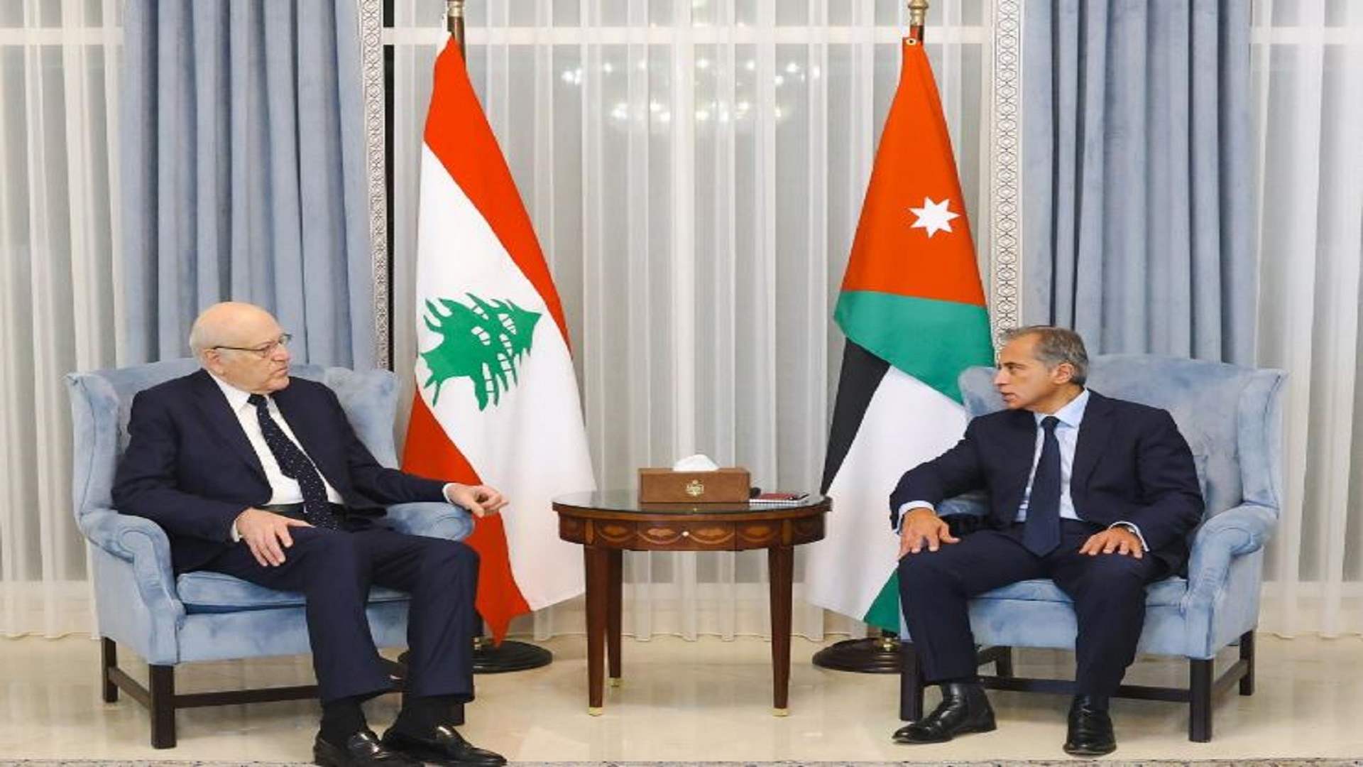 Jordan&#39;s PM receives Mikati, reaffirms support for Lebanon and condemns Israeli aggression