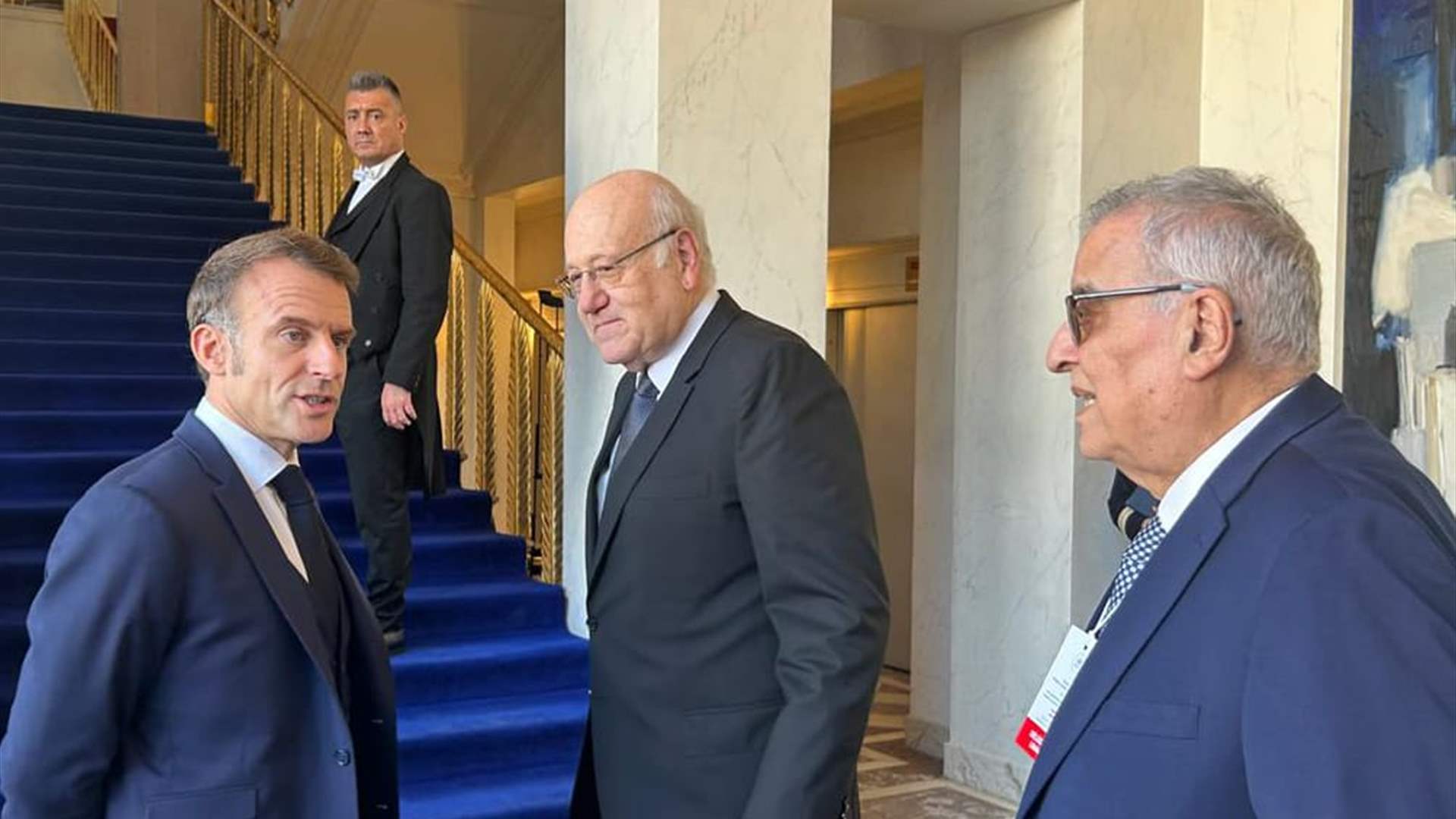 Macron hosts Lebanon&#39;s PM Mikati at Élys&eacute;e Palace for discussions on ceasefire and support conference