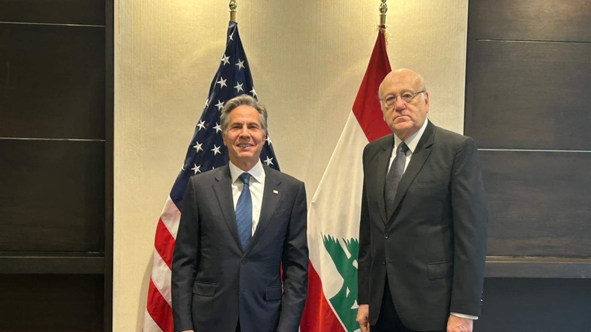 Meeting begins between Lebanon&#39;s PM and US Secretary of State Antony Blinken in London