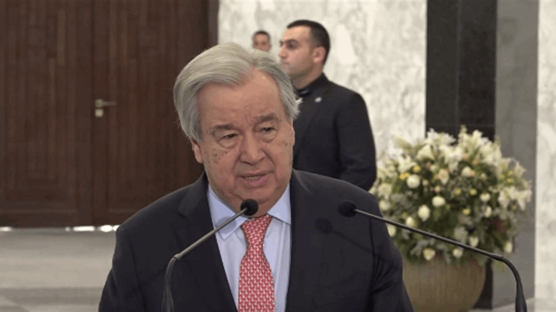 UN Secretary-General Guterres meets President Aoun in Baabda, emphasizes support for Lebanon&#39;s stability