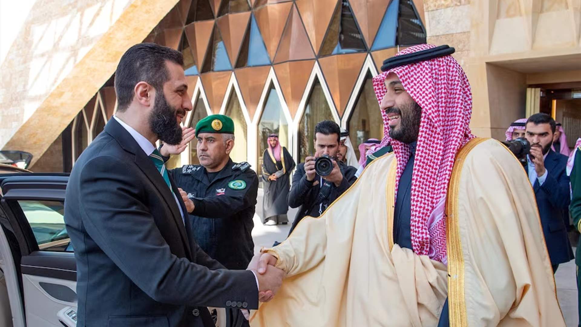 Syria&#39;s President Sharaa meets Saudi Crown Prince in Riyadh on first foreign trip