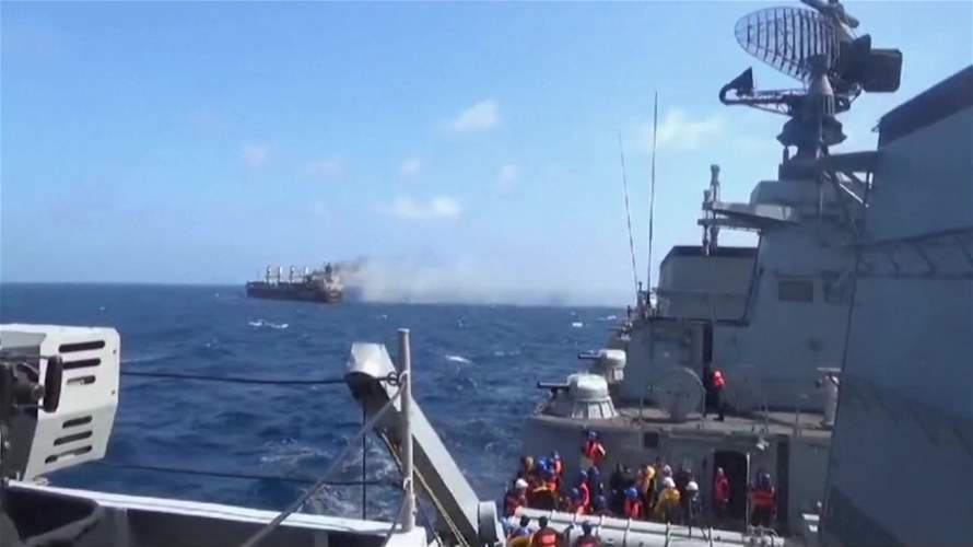 Houthi missile strikes set ship ablaze, injure one crew