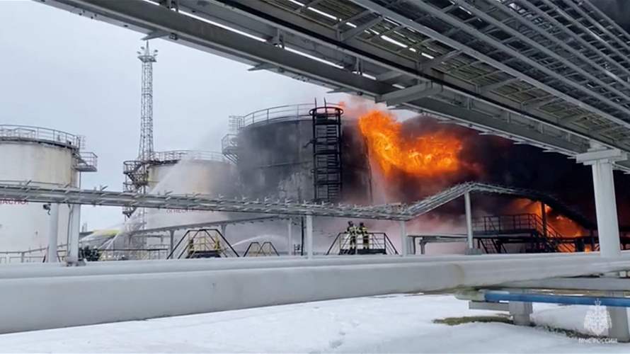 Russian authorities: Oil depots set on fire after drone attacks in south of the country