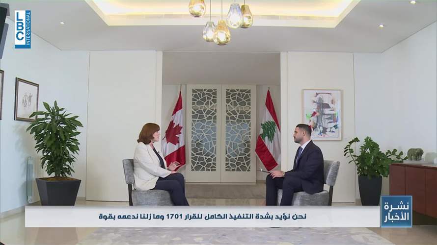 LBCI Exclusive: Canada's Ambassador to Lebanon supports UNIFIL mandate renewal, aims to strengthen LAF capabilities