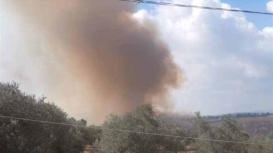 Firefighters persist in containing Yohmor Al Shaqif fire in South Lebanon following Israeli artillery shelling