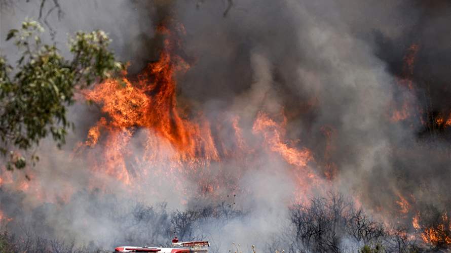 Major fire breaks out on outskirts of Naqoura, South Lebanon, due to Israeli drone