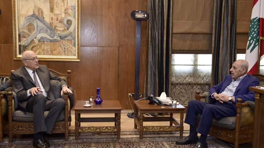 Berri discusses escalating Israeli aggression and displacement crisis with PM Mikati