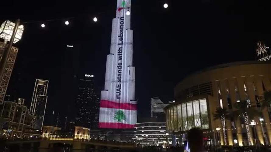 Dubai's Burj Khalifa illuminates in Lebanese flag colors for solidarity campaign (Video)