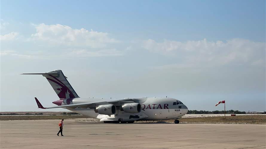 Qatar's second relief plane arrives at Beirut-Rafic Hariri International Airport