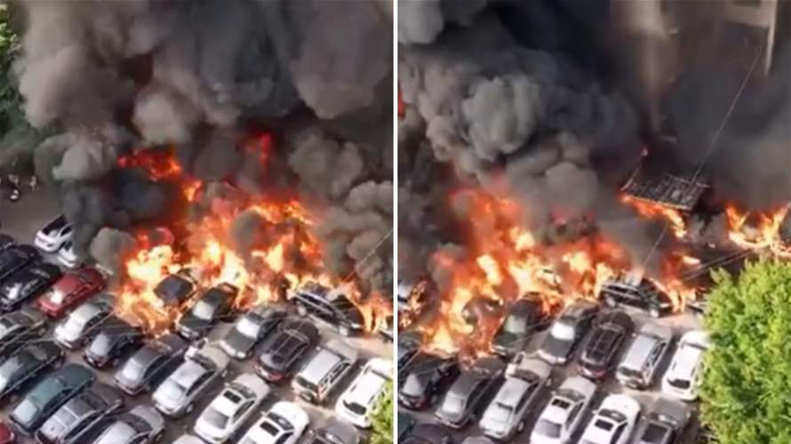 Power generator fire ignites cars in Hamra parking lot, video shows 