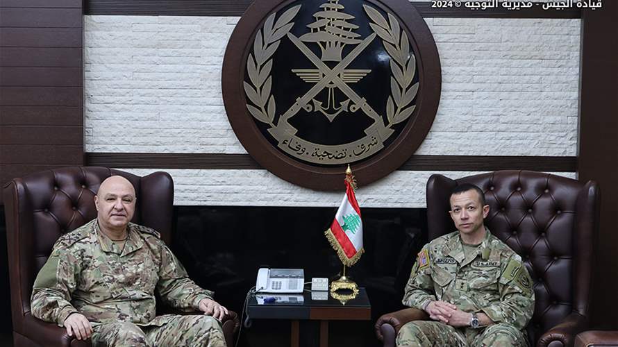 Army Commander Joseph Aoun, US General Jasper Jeffers discuss coordination in South Lebanon