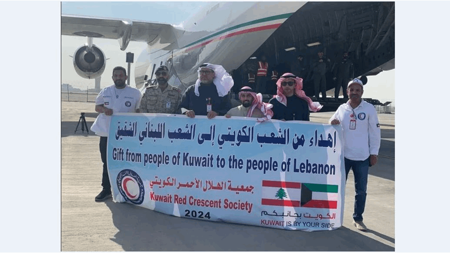 Kuwaiti plane arrives with 40 tons of aid at Beirut Rafic Hariri International Airport