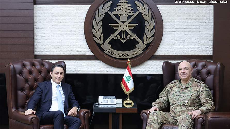 Lebanon's Army Commander Joseph Aoun discusses ceasefire implementation with US envoy Amos Hochstein