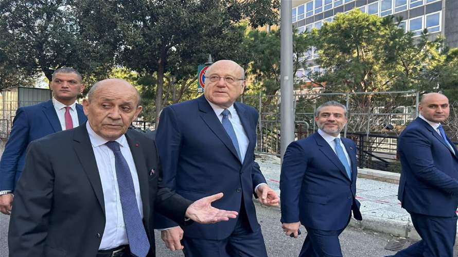 PM Mikati meets French envoy Le Drian before heading to Parliament for presidential election