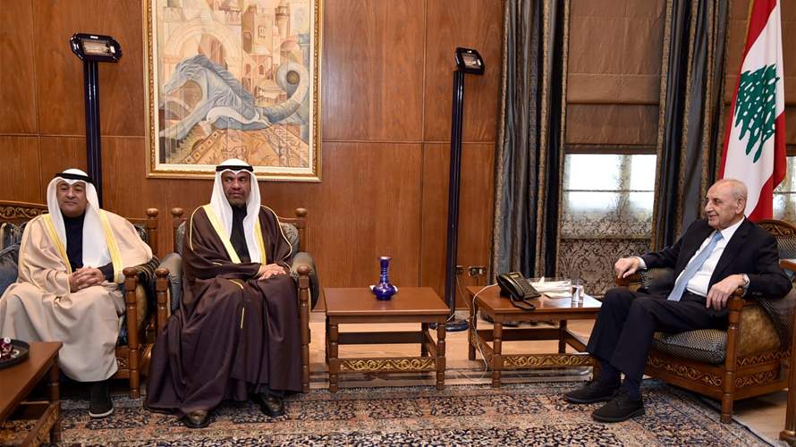 Berri meets Kuwait's FM, GCC Secretary-General to discuss Lebanon's stability