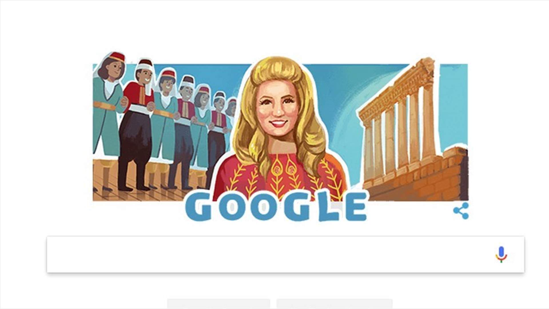 Google doodle celebrates birthday of Lebanese diva Sabah